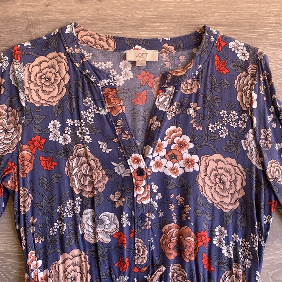 Loft Dress Blue Floral Pattern S - Picture 5 of 13